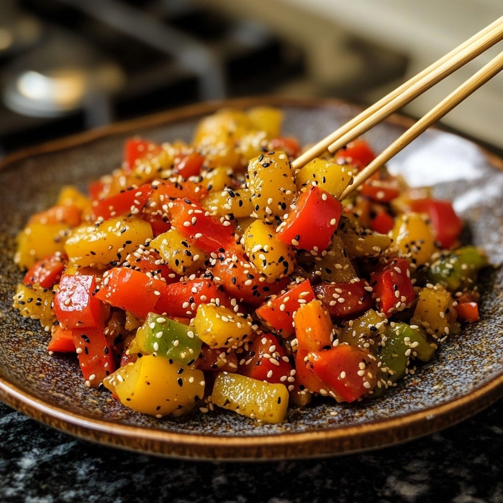 Gemüsepfanne mit Sesam