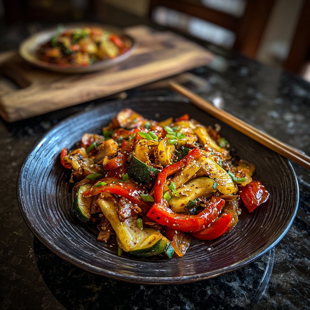 Asiatische Gemüsepfanne mit Ingwer