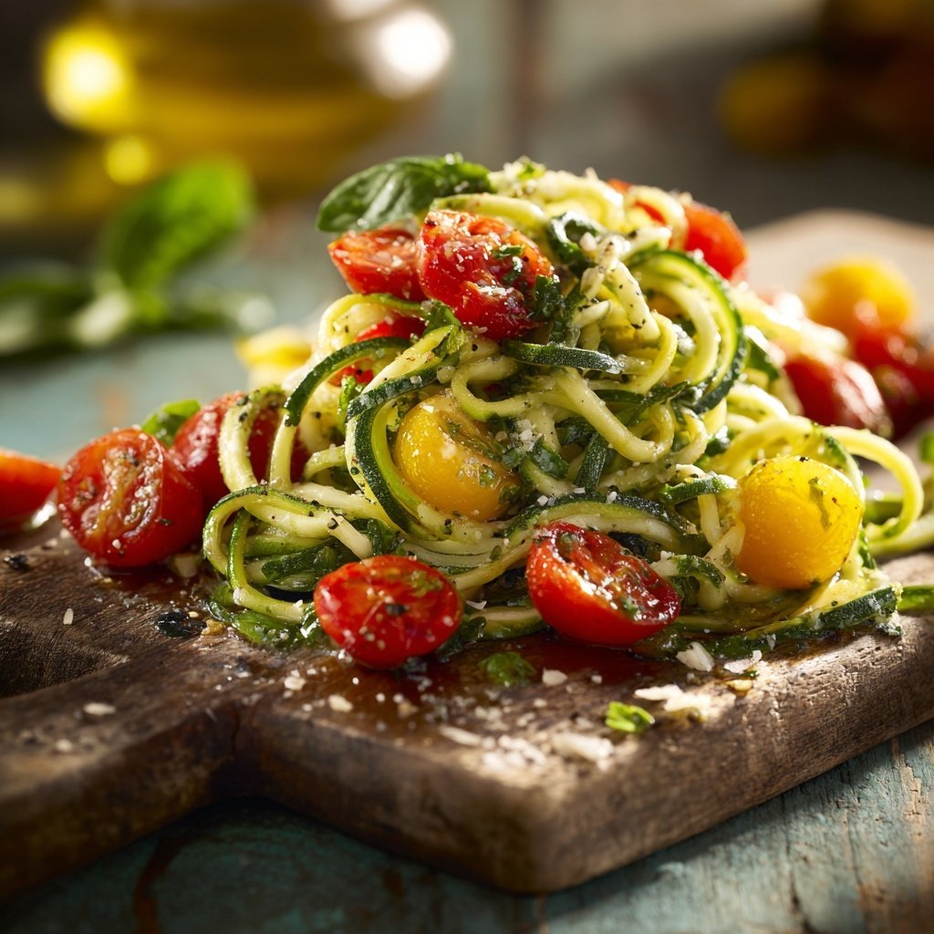 Kalorienarme Zucchini Nudeln Mit Tomaten