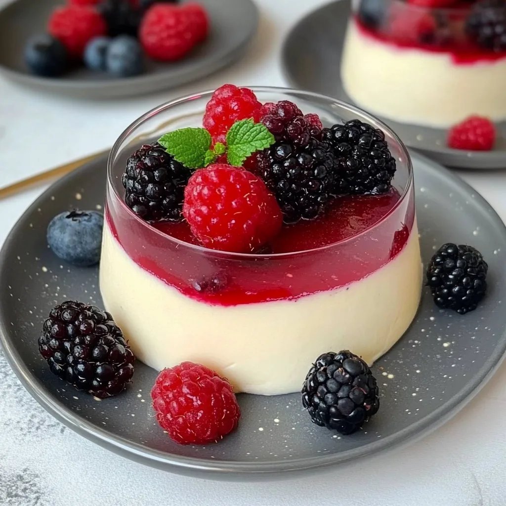 Elegante Vanille Panna Cotta mit Sommerbeerenkompott