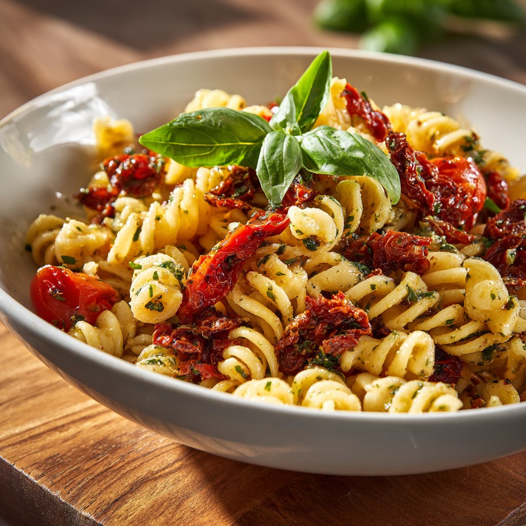 Mediterraner Nudelsalat Mit Getrockneten Tomaten