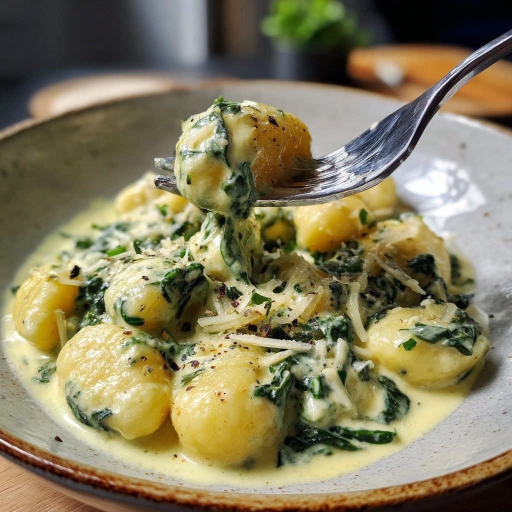 Gnocchi mit Spinat-Sahne-Sauce