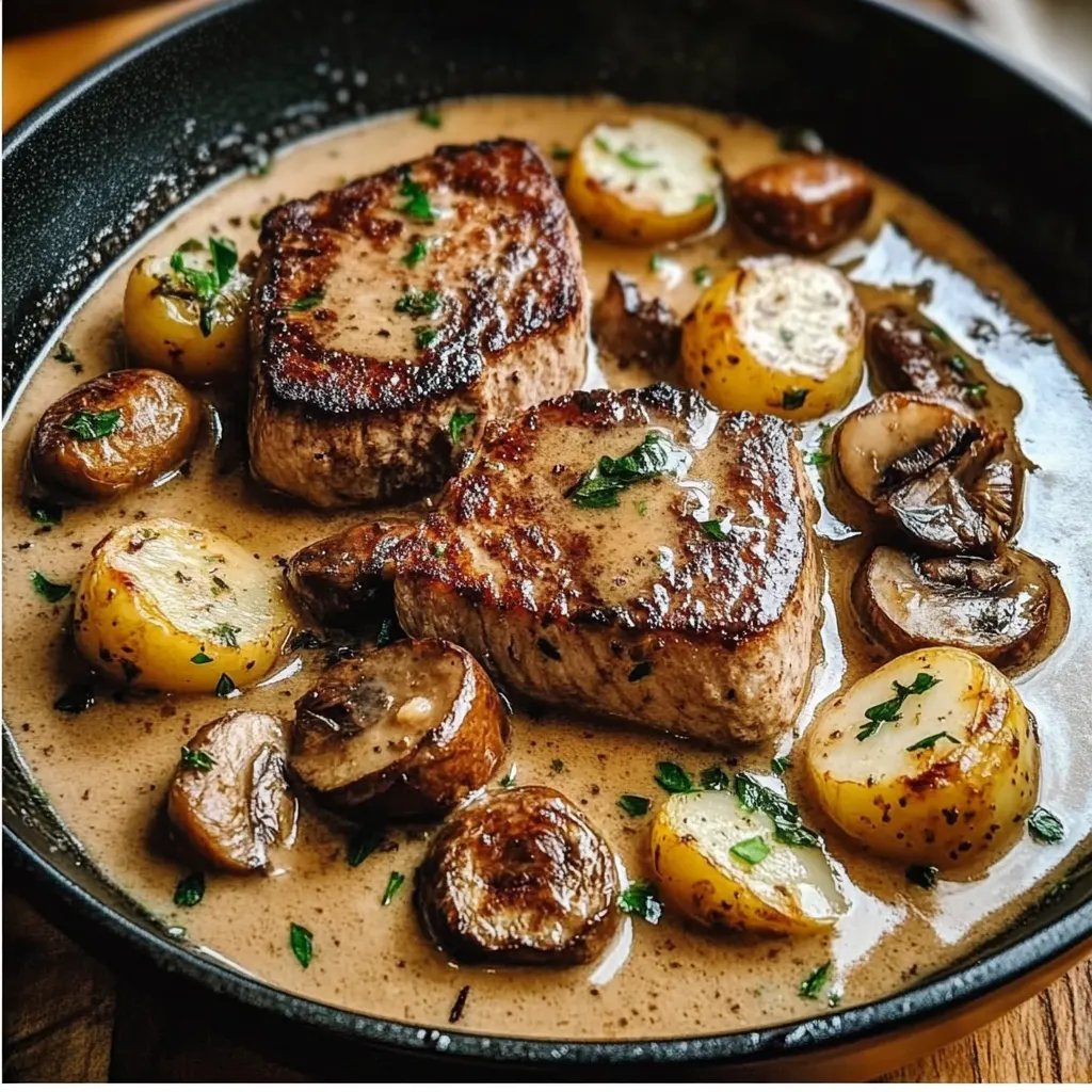 Rinderfilet mit Steinpilzen in cremiger Sauce